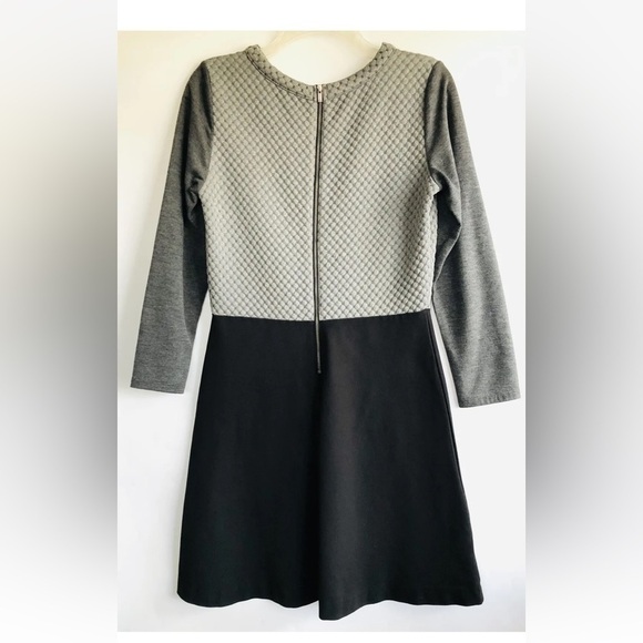 Loft Long Sleeve Swing Short Dress Black/gray - Picture 2 of 10